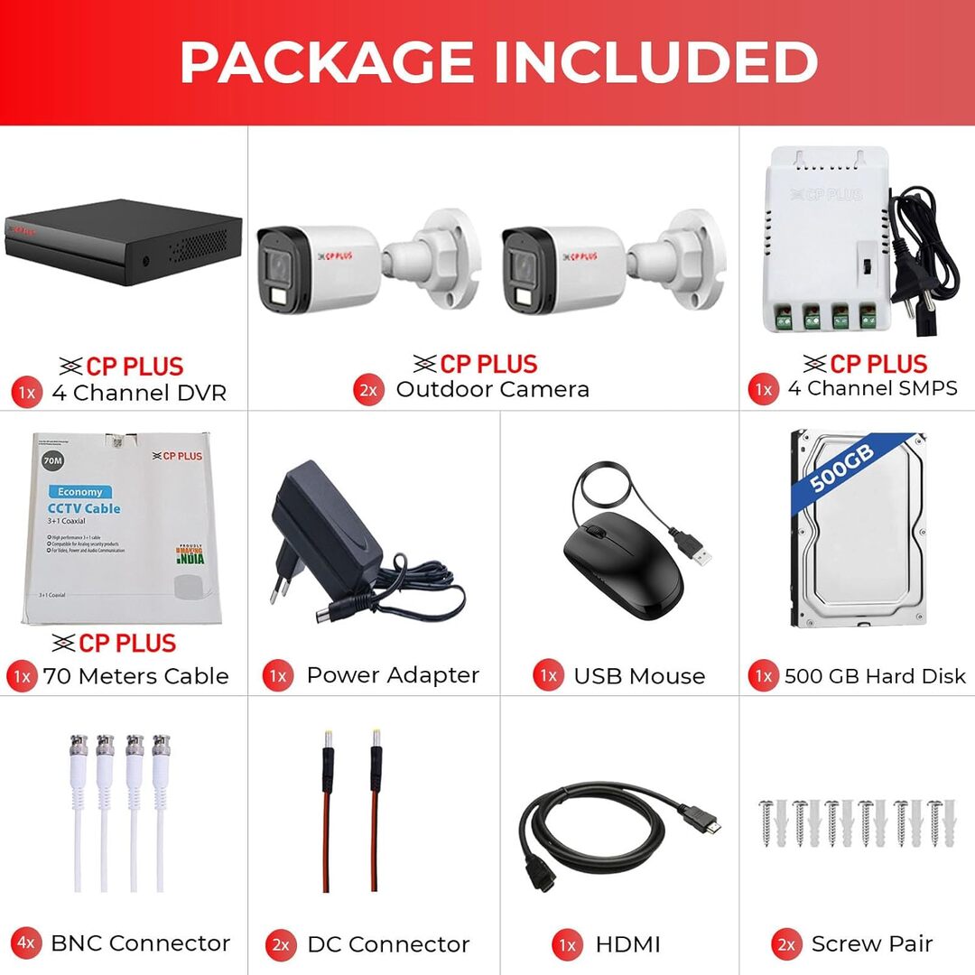 CP Plus 4CH DVR CCTV Kit