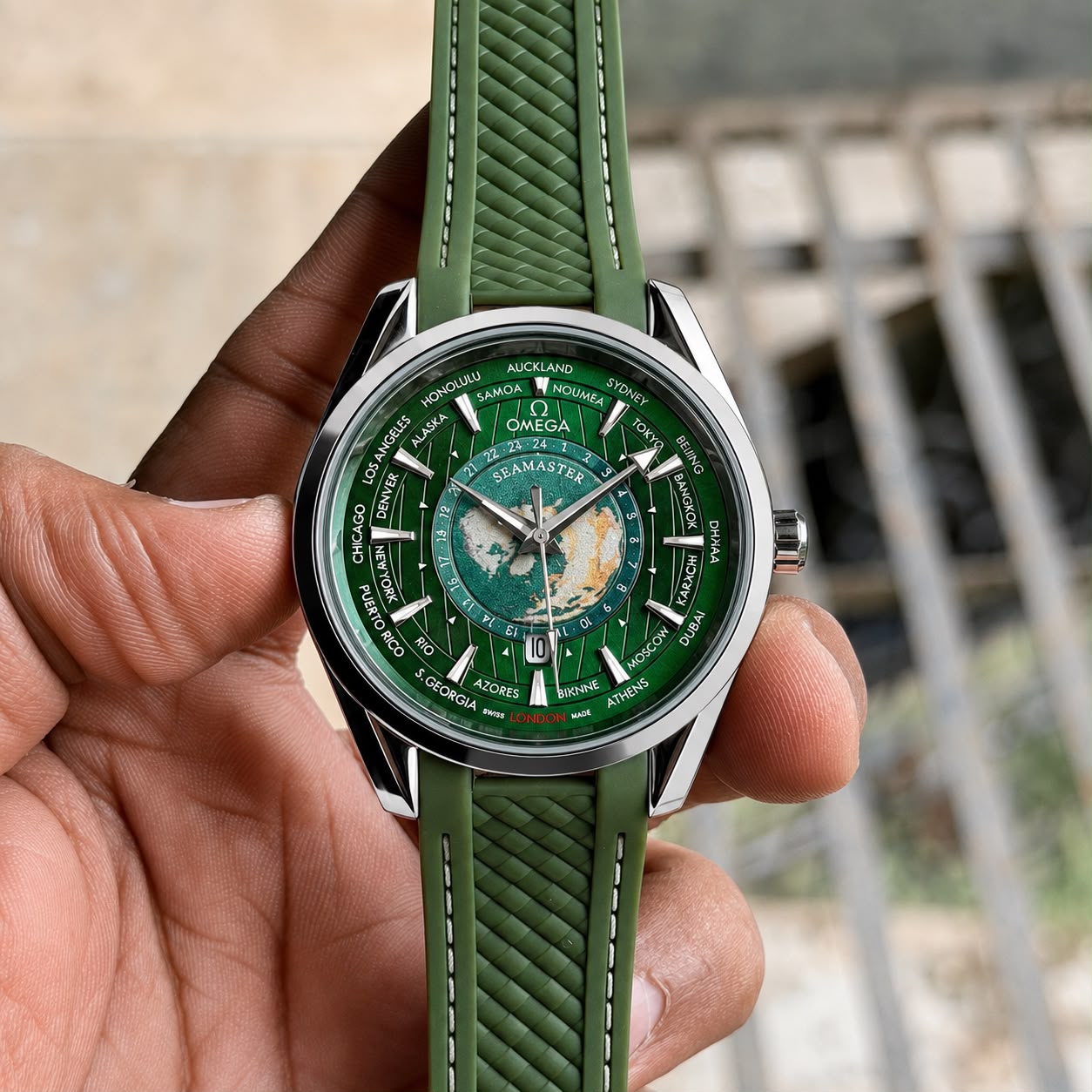 Omega Seamaster Aqua Terra World Map Green