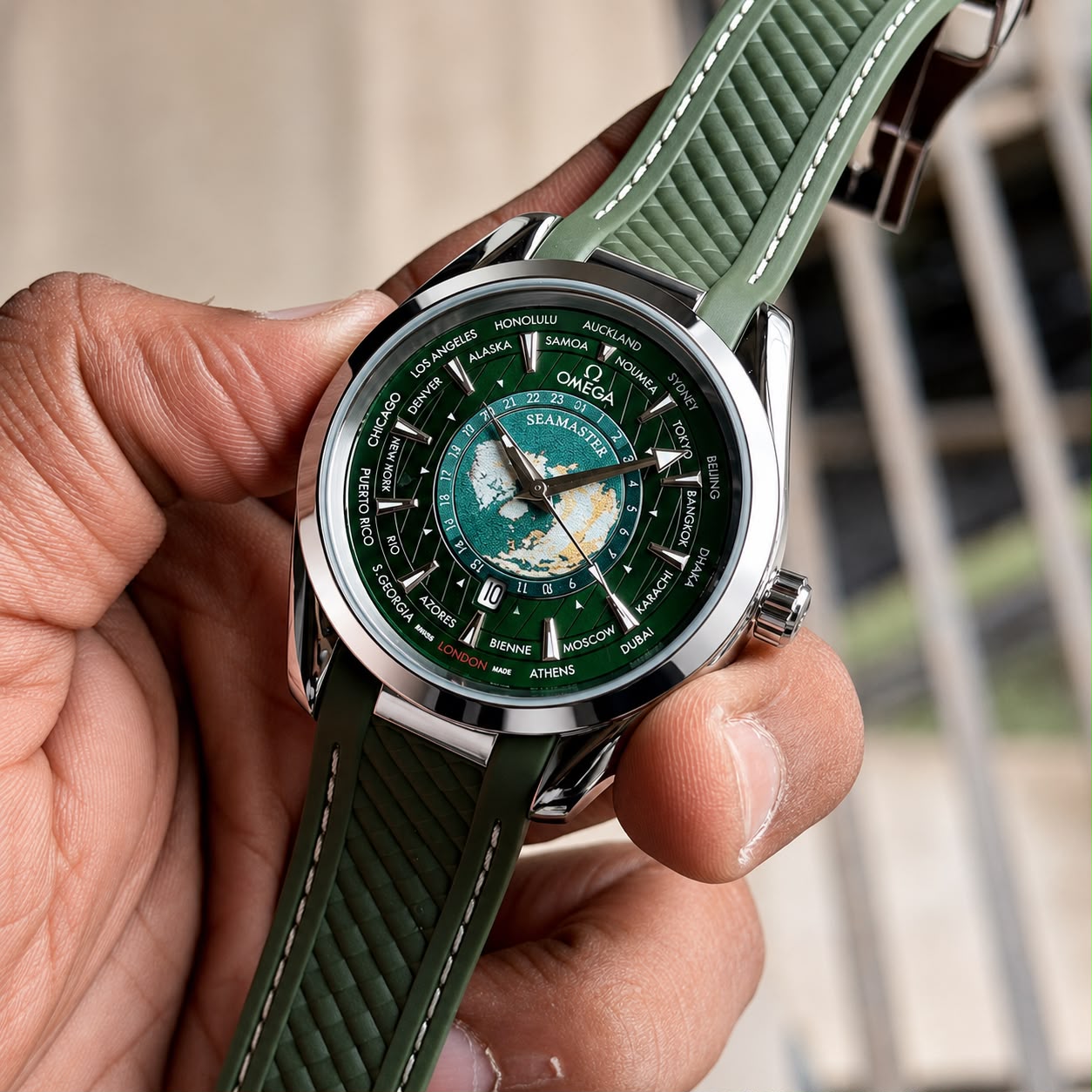 Omega Seamaster Aqua Terra World Map Green