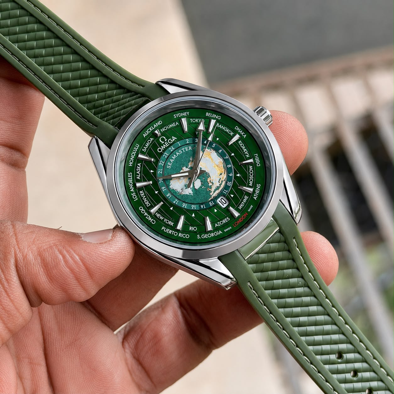 Omega Seamaster Aqua Terra World Map Green