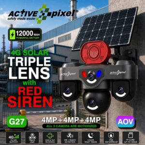 Active Pixel G27 4G Solar Triple Lens PT Security Camera 4MP+4MP+4MP with Motorized PT