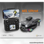 M3 Ultra Dual Camera Drone with Display Remote | Dual 1080P HD Cameras | Obstacle Avoidance | Brushless Motors | RGB Night Lights | One-Key Takeoff/Landing | 2 Batteries | Foldable Camera Drone