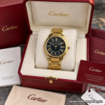Cartier Ronde Louis Cartier Men's Watch Two Tone Rose Gold Silver Stainless Steel Band White Dial