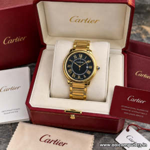 Cartier Ronde Louis Cartier Men's Watch Two Tone Rose Gold Silver Stainless Steel Band White Dial