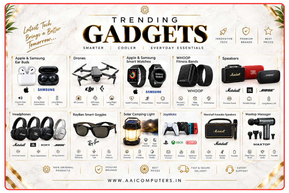 Trending Gadgets - Earbuds, Drones, Smart Watches, Speakers & Headphones