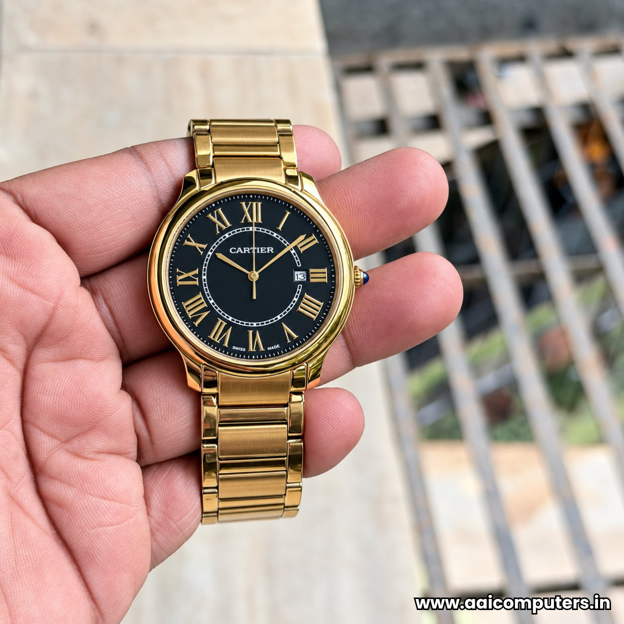 Cartier Ronde Louis Cartier Men's Watch Two Tone Rose Gold Silver Stainless Steel Band White Dial